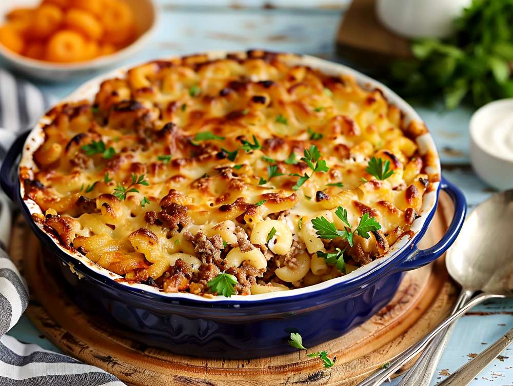 Finsk köttfärs- och makaronilåda Finsk köttfärs- och makaronilåda