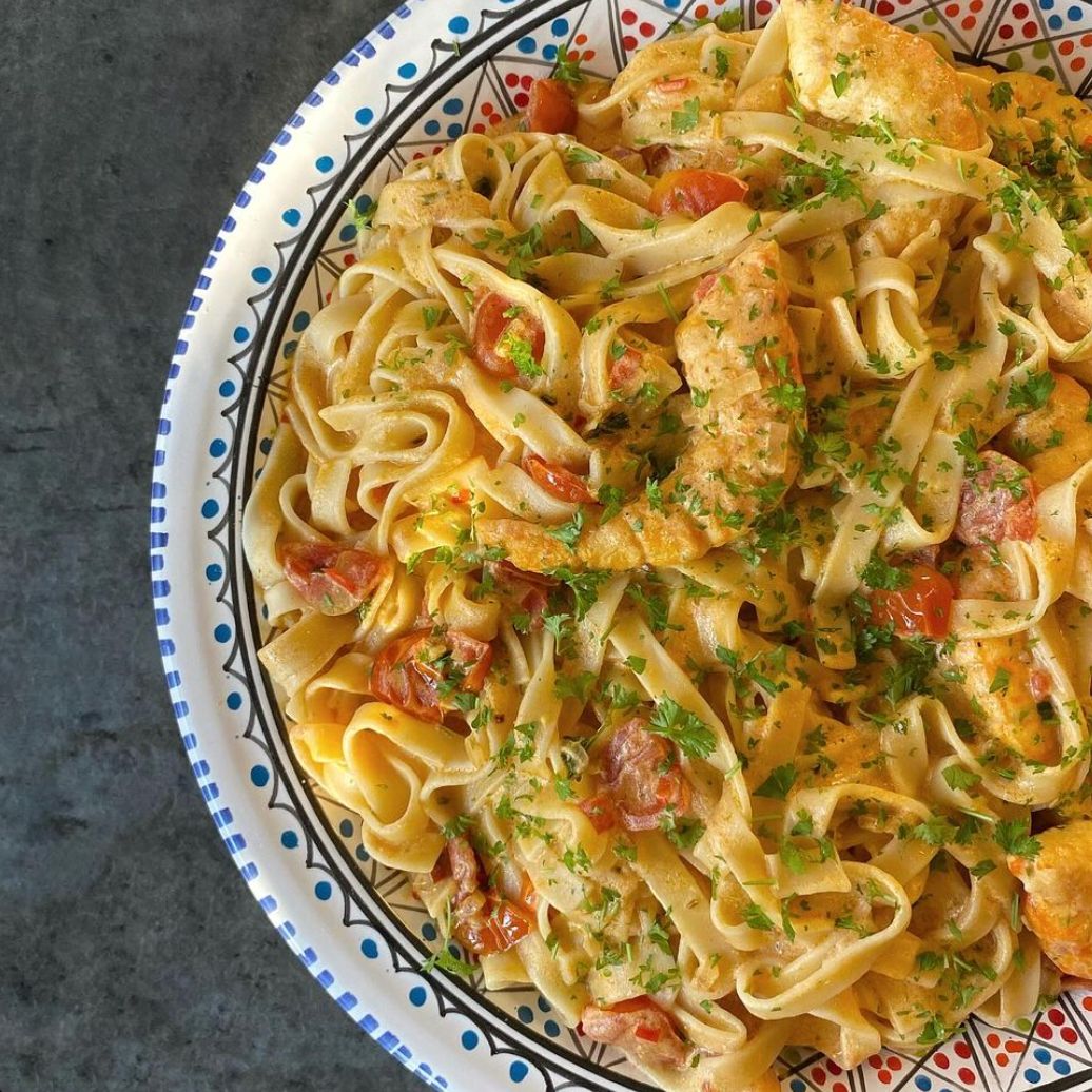 Krämig räkpasta Krämig räkpasta