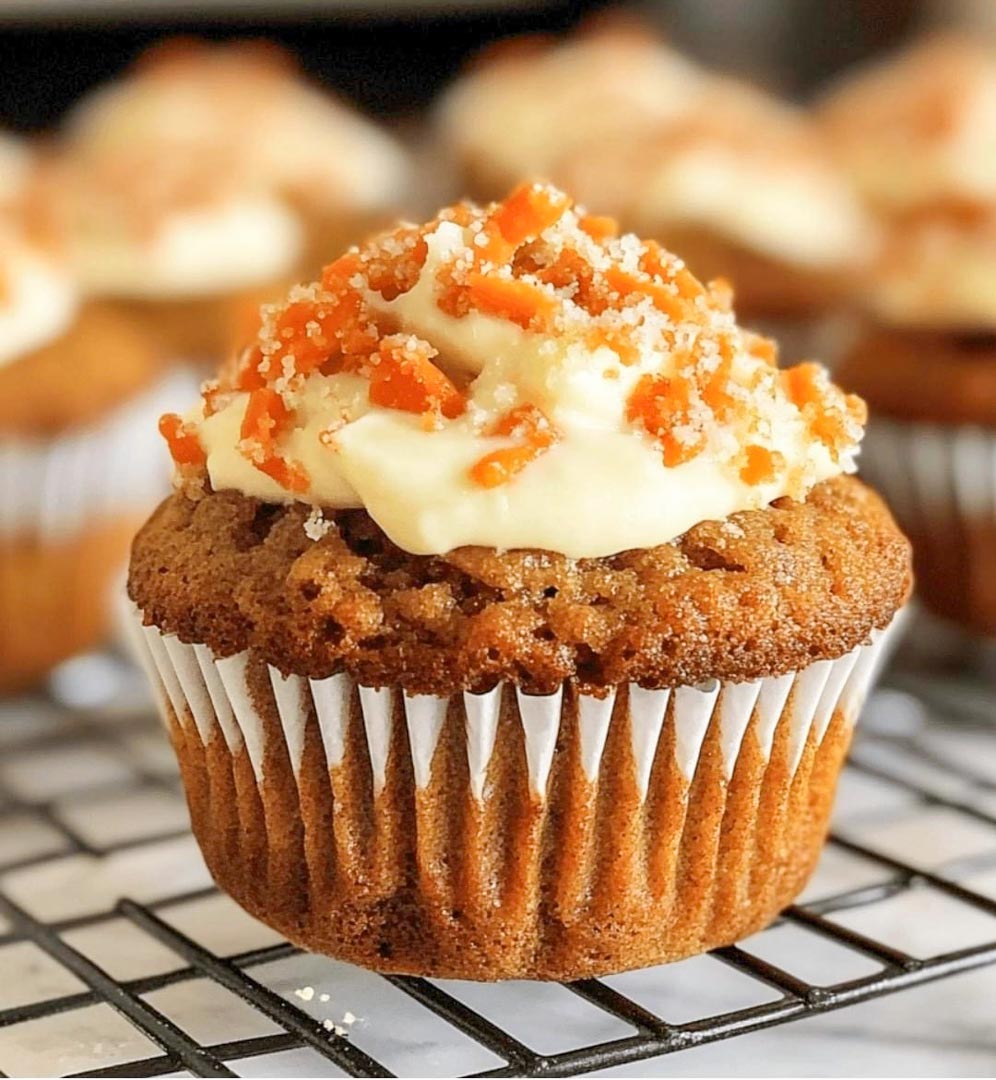 Morotsmuffins med cheesecakefyllning Morotsmuffins med cheesecakefyllning