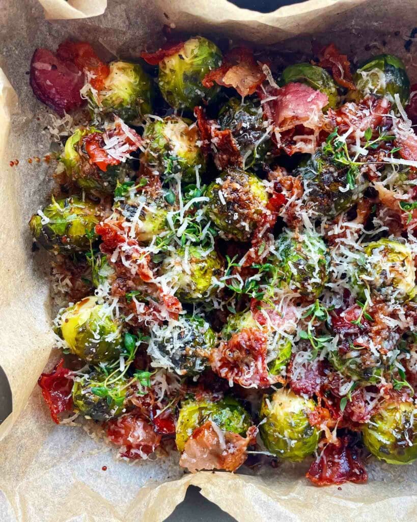 Balsamico och parmesanrostad brysselkål med knaprigt bacon 4 Balsamico och parmesanrostad brysselkål med knaprigt bacon | Receptskatt