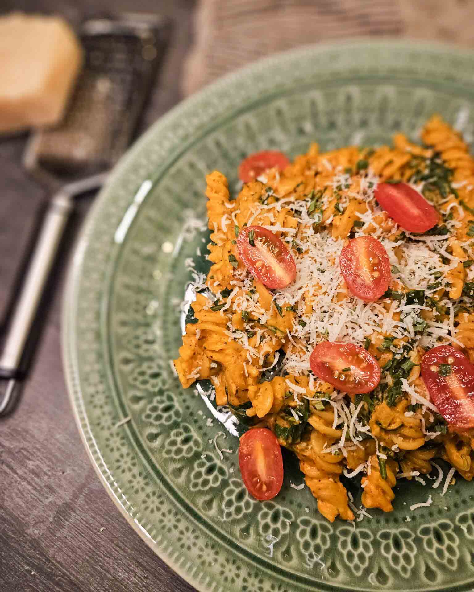 Smörbönspasta med soltorkad tomat och spenat Smörbönspasta med soltorkad tomat och spenat