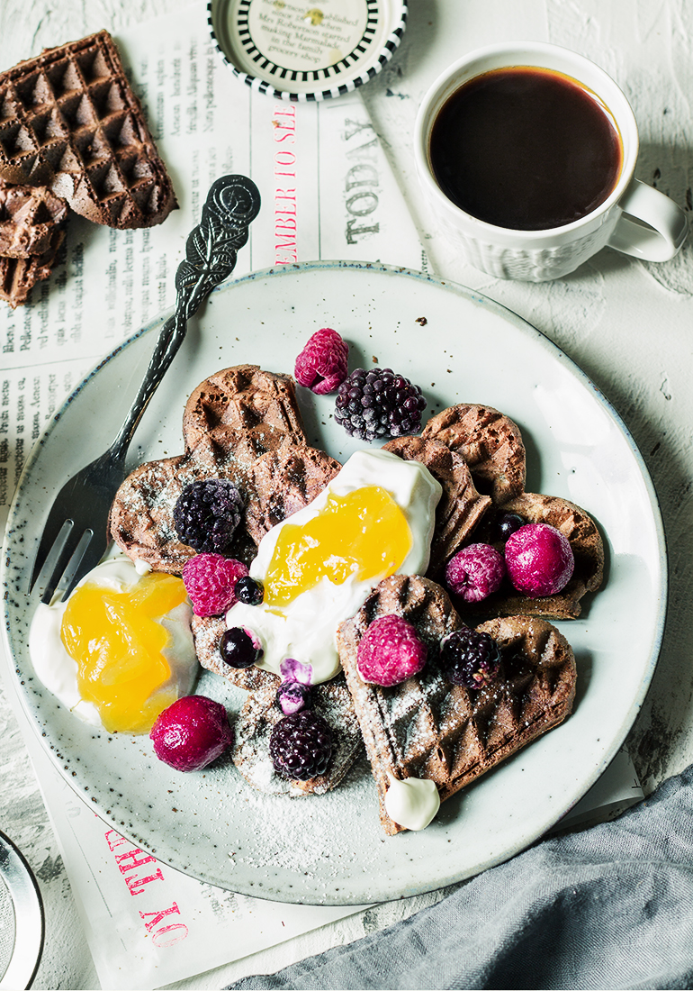 Chokladvåfflor med lemon curd Chokladvåfflor med lemon curd